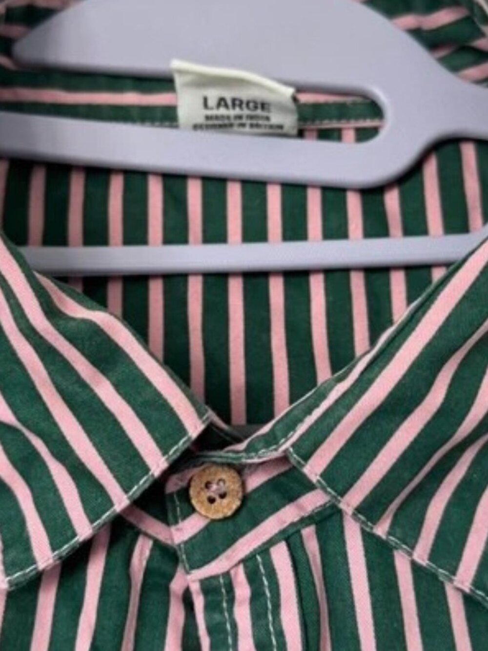 Lucy & Yak Frankie Boilersuit Pink Posy Green Pinstripe UK Large - Picture 9 of 9